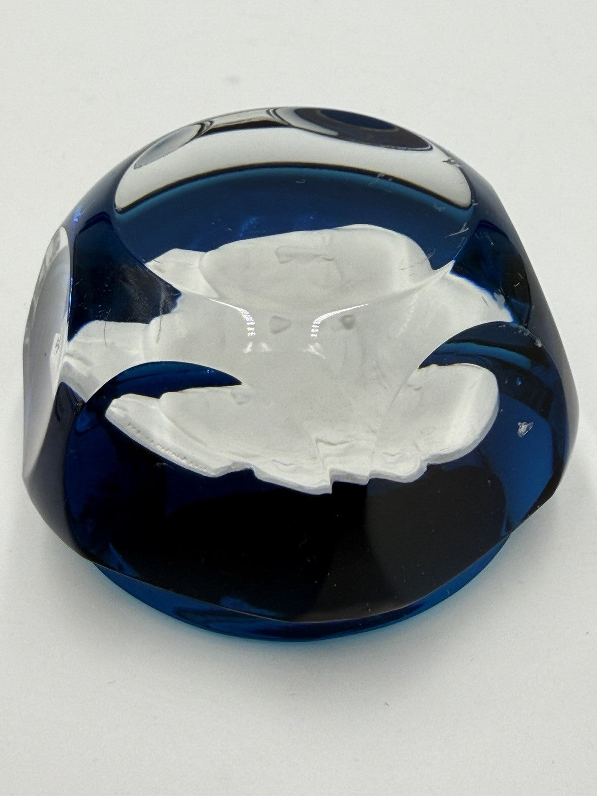 Baccarat Crystal France Blue Cut WOODROW WILSON Sulphide Paperweight Faceted