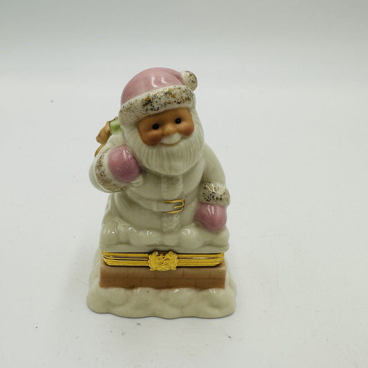 Lenox Santa's Porcelain Special Delivery Trinket Box Teddy Bear Charm Treasures