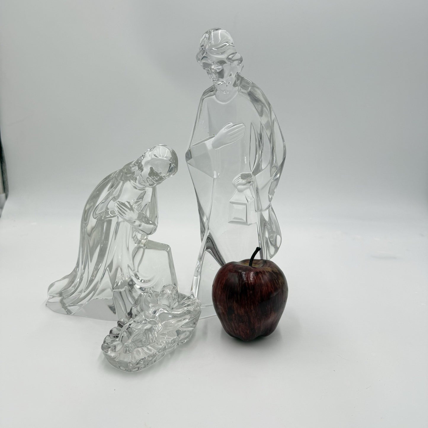 Mikasa Large Lead Crystal 3 Piece Nativity Set Jesus Mary Joseph Germany Vintage
