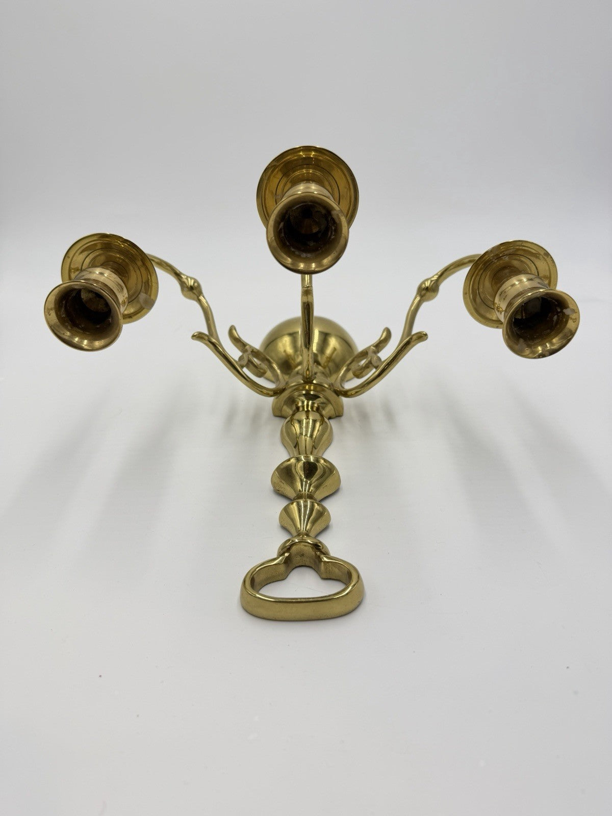 Hollywood Regency Solid Brass Wall Sconce | Triple Arm wall Candle Holder 12”x9”