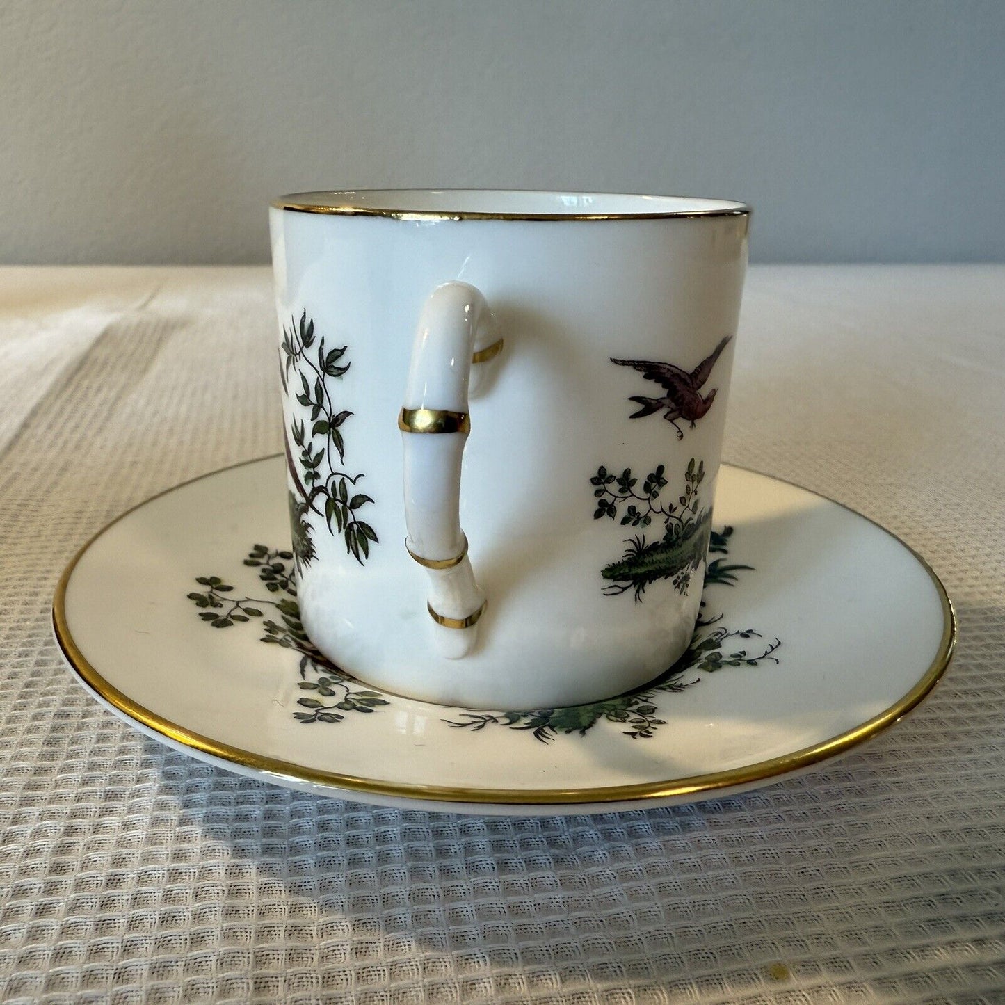 Royal Worcester Tea Cup And Saucer England Fine China Birds Peacock Dining