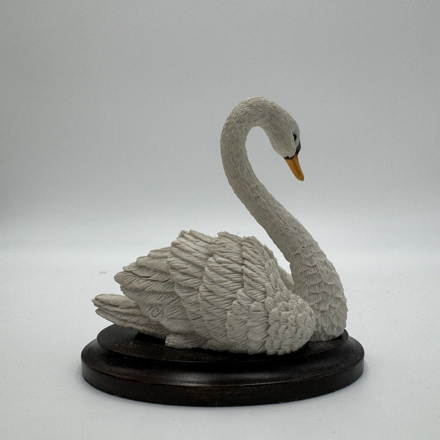 Country Artists For The Discerning Swan Mini Figurine Wood Base Painted England