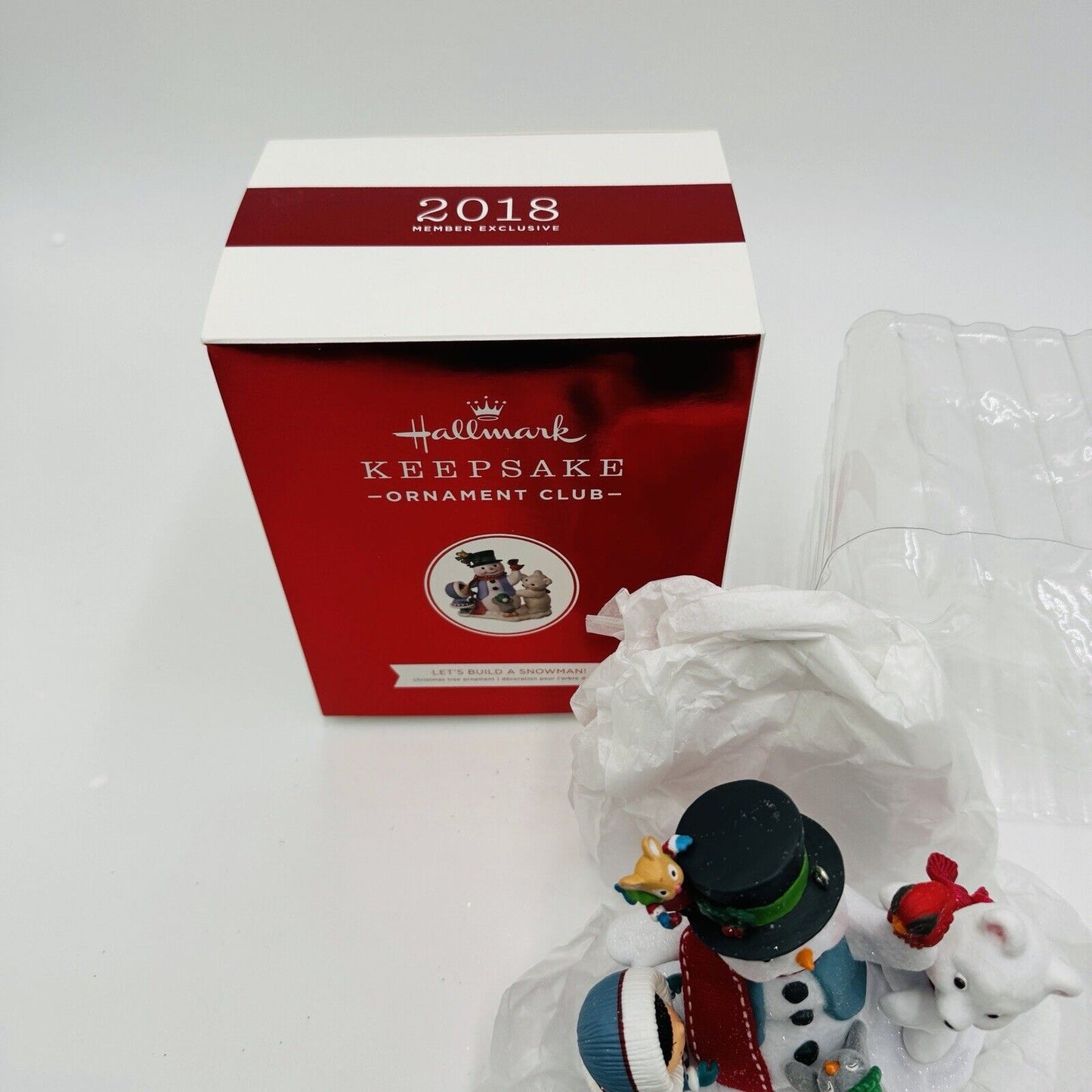 Hallmark Keepsake Ornament Club 2018 Let's Build A Snowman Member Ornament Boxed