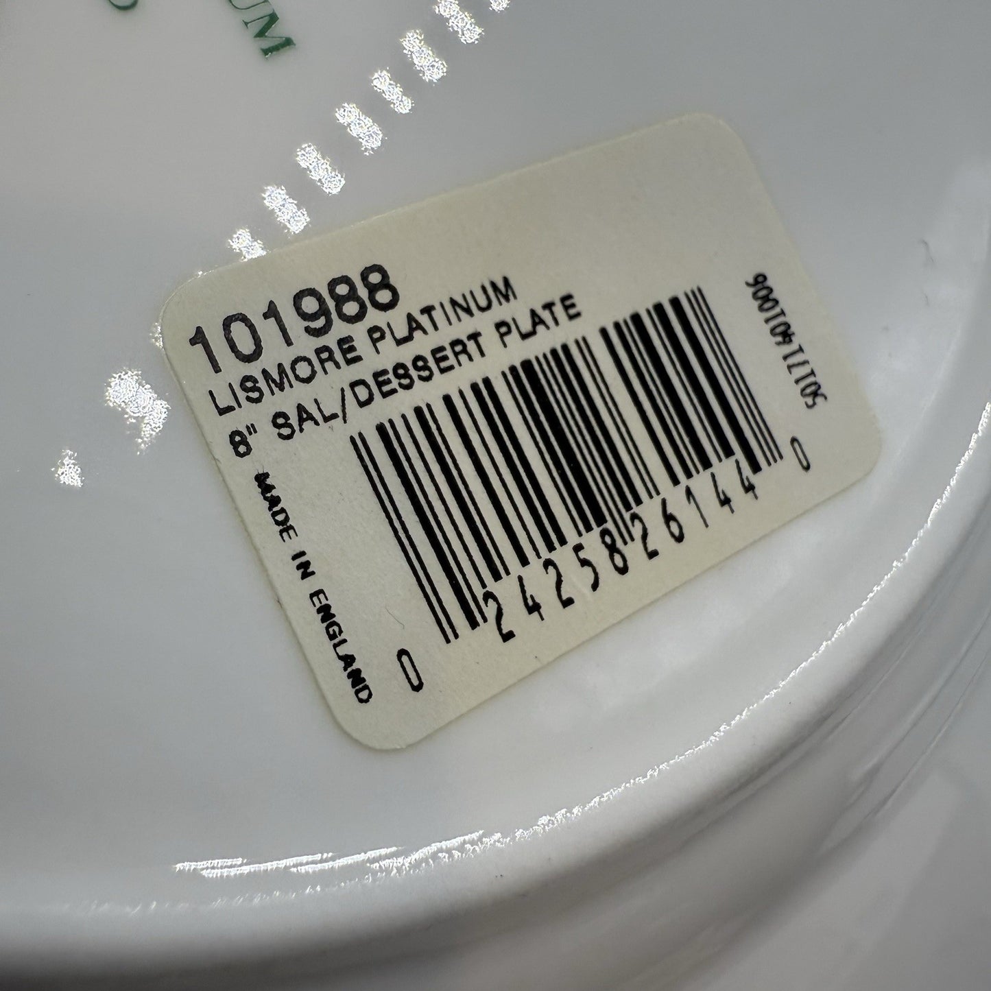 Waterford Fine British China Lismore Platinum  Salad Dessert Plates 4 PCs 8" New