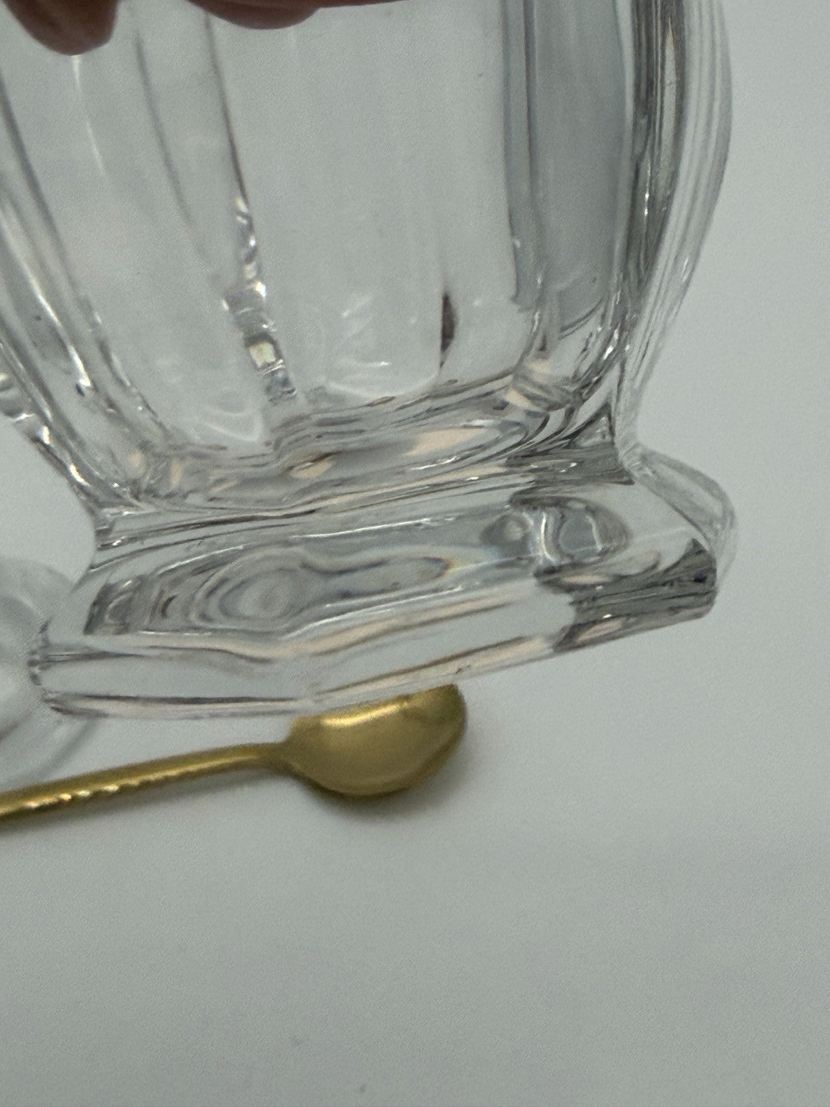 Baccarat France Crystal Harcourt Missouri Mustard/Jam Jar w/ Lid &Spoon Vtg