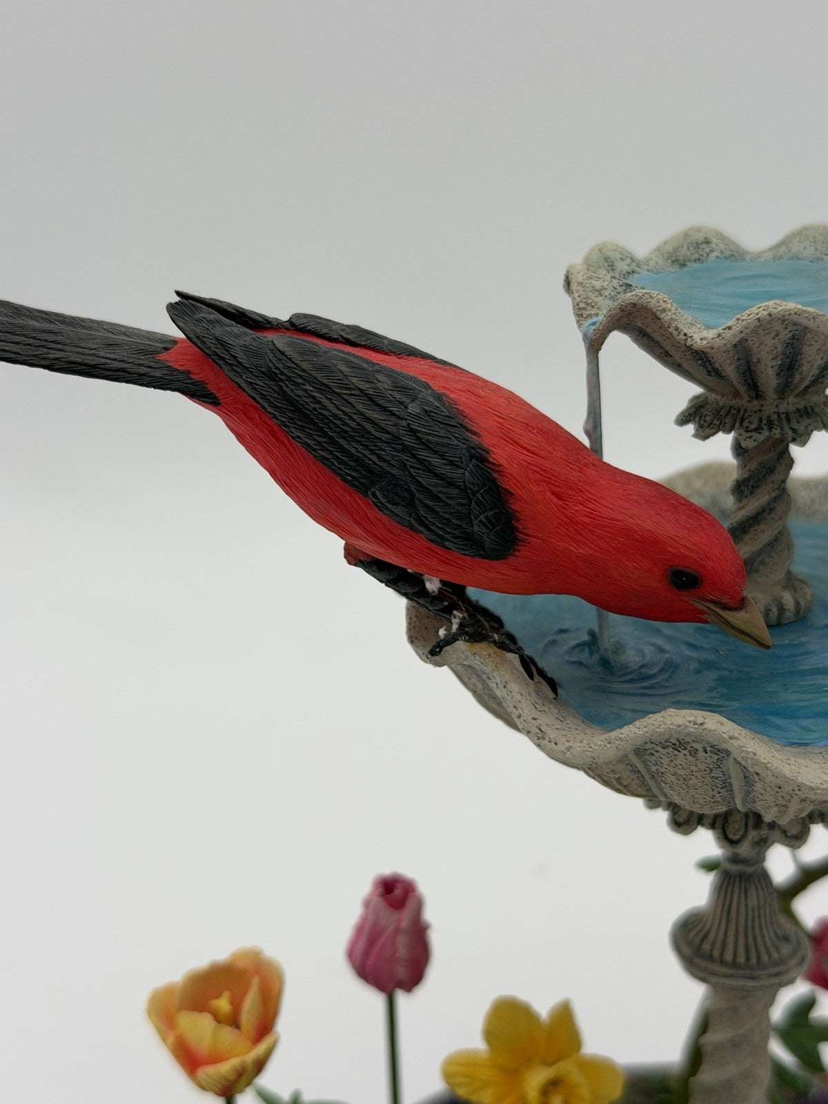Danbury Mint Spring Gathering Bob Guge Bird Bath Painted Floral Season Figurine