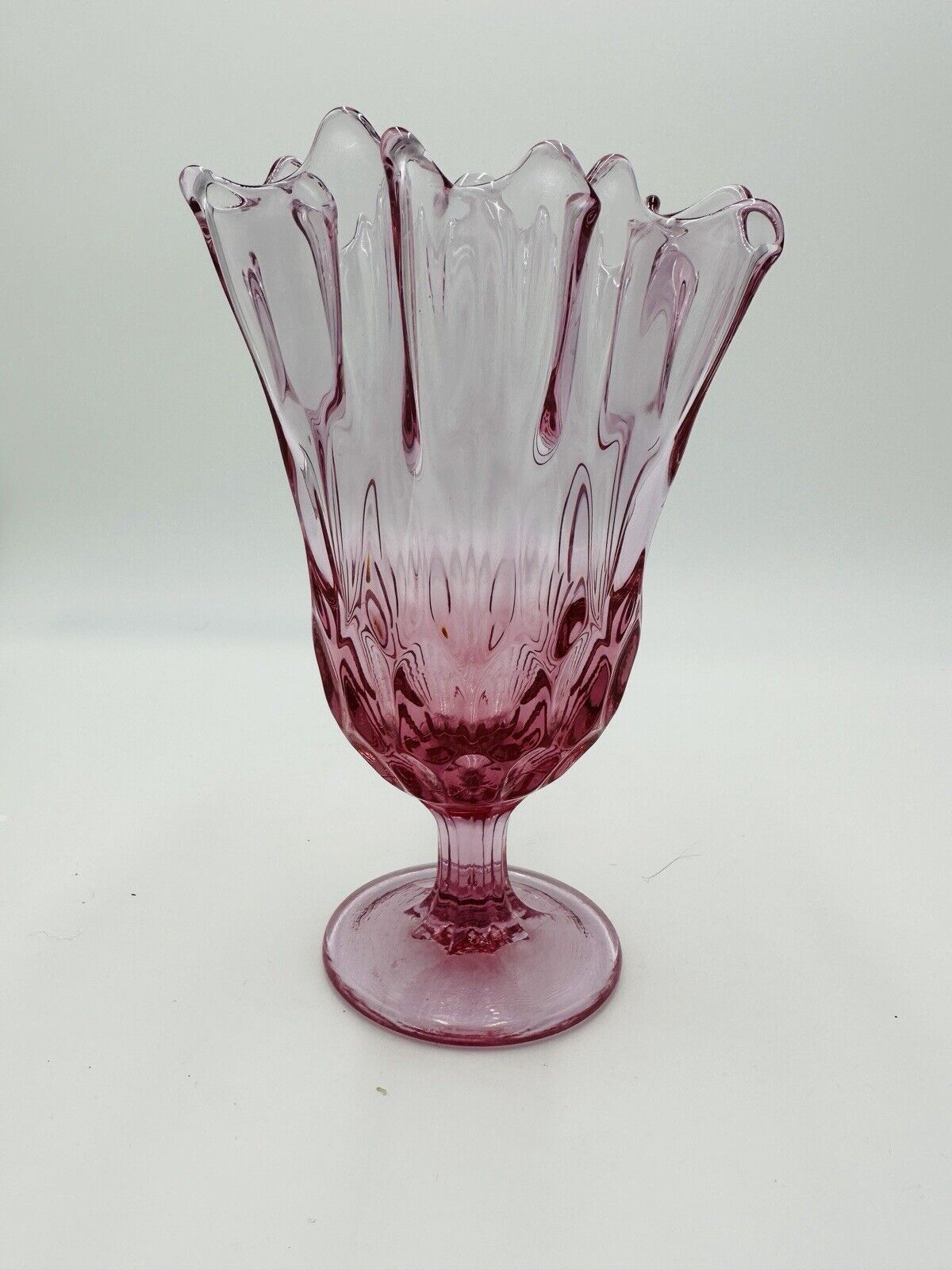 Fenton Vase Lily’s Of The Valley Art Glass Colonial Purplish Pink Standing Decor