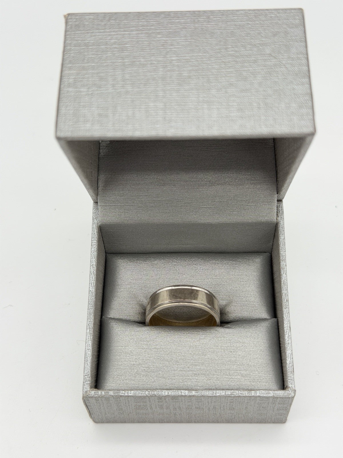 10k White Gold Men Size 9 Wedding Band Wide 6mm People’s Jewelry Store 4.3g