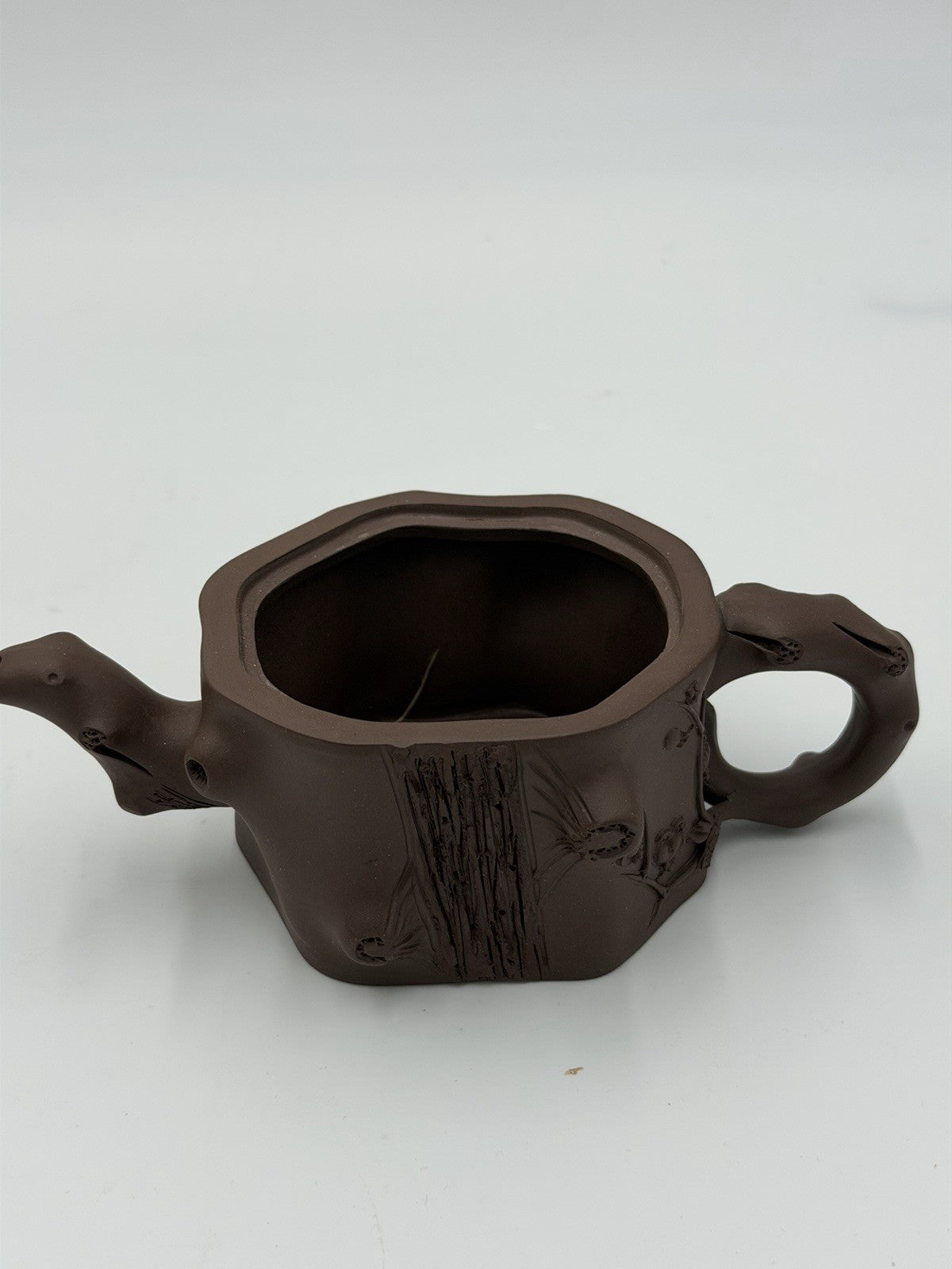 Chinese Yixing Zisha Clay Teapot Art Pottery Carved Tree Trunk Design