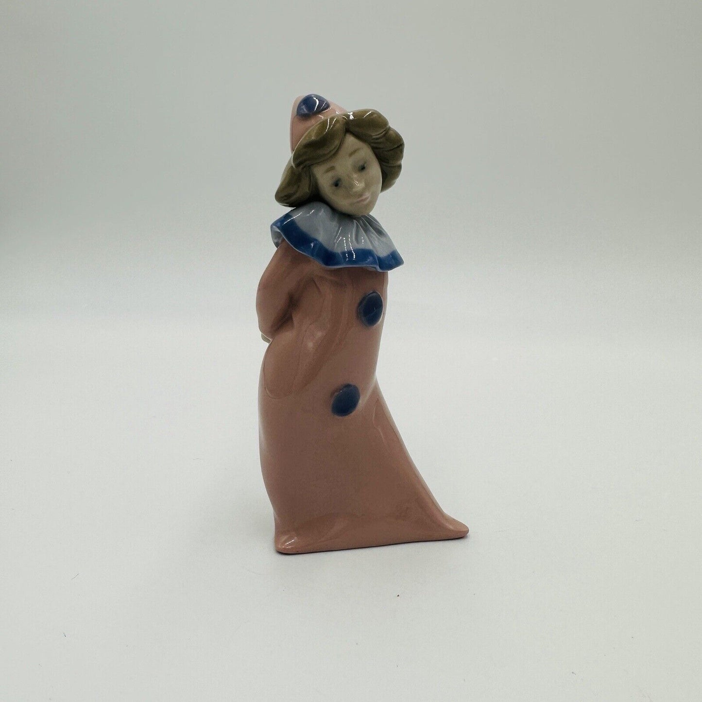 Nao Lladró Daisa Figurine Clown Girl Pink Blue Pierrot 1987 Spain Retired