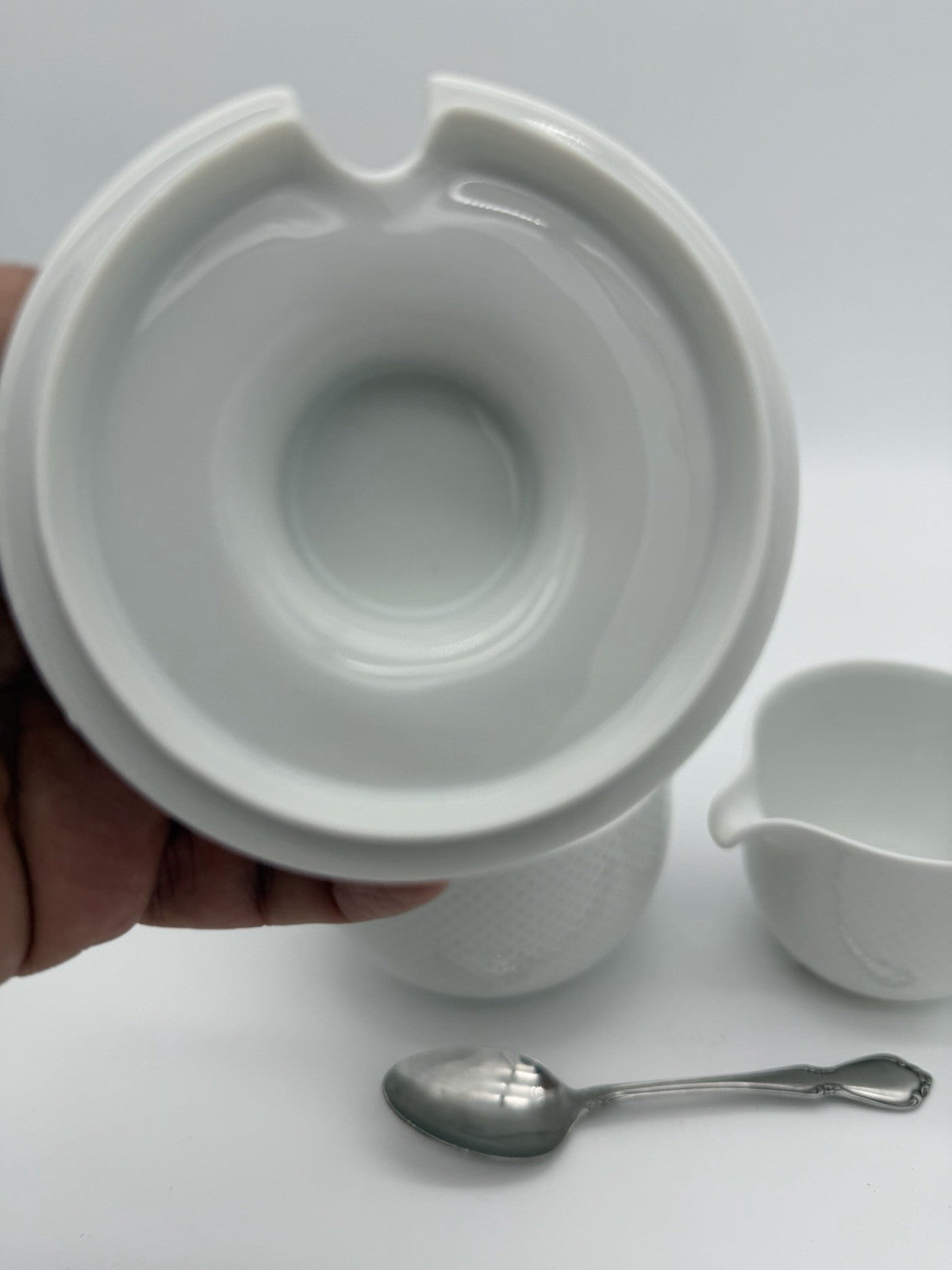 Rosenthal Porcelain Studio Linie Germany Sugar Bowl & Creamer White Glossy Vtg
