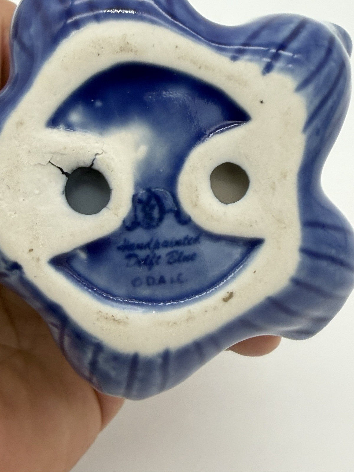 Delft Dutch White & Blue Art Pottery Tulip Flower Candle Stick