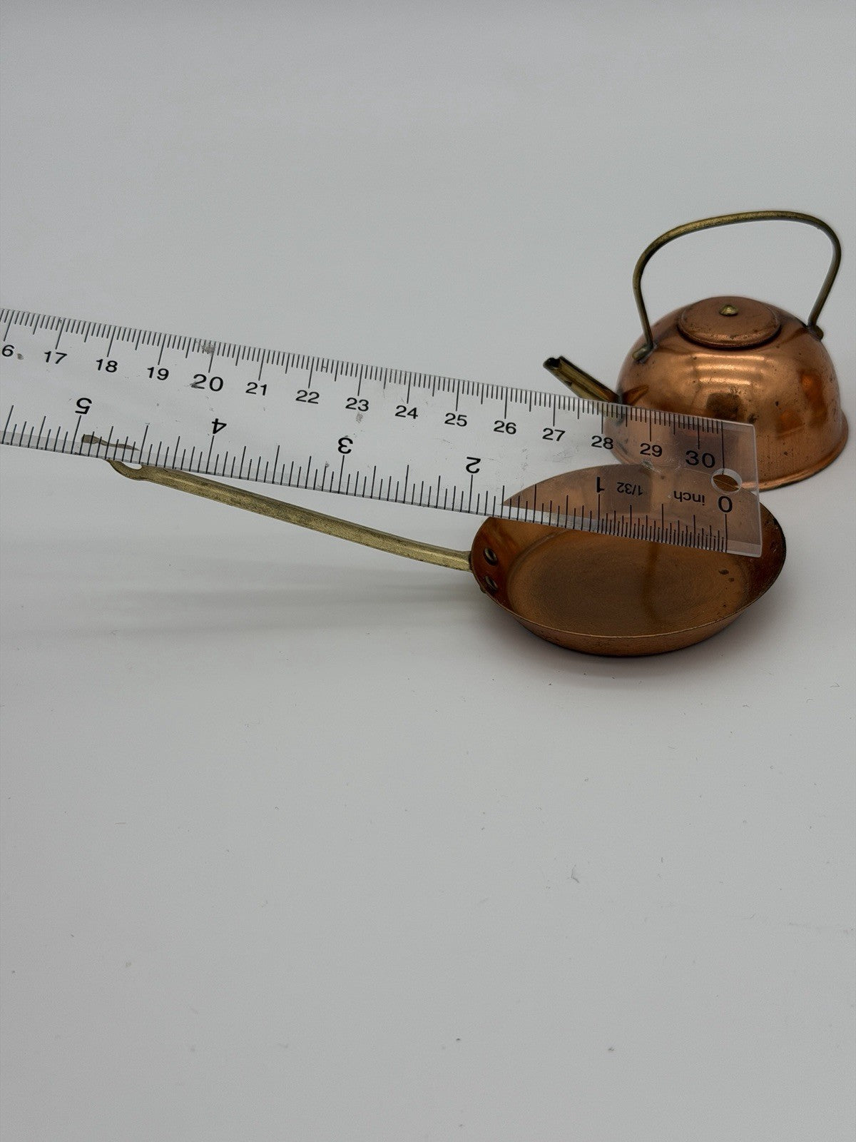 Vintage English Copper Ware Miniature Kettle Dollhouse Metal Retro Set 4 PCs