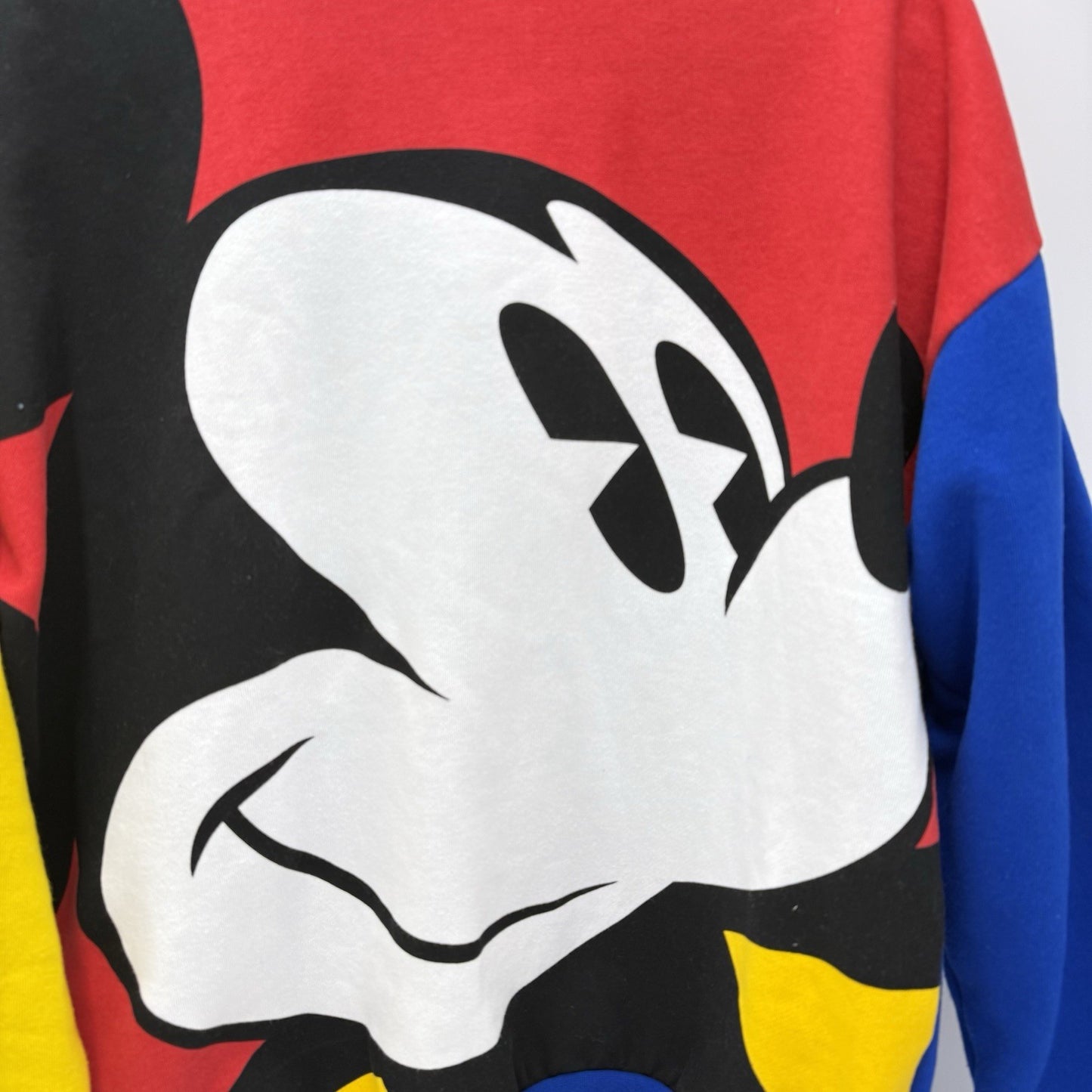 Disney Mickey Color Block Sweatshirt Slouchy Size XS Retro Unisex Vtg Preloved