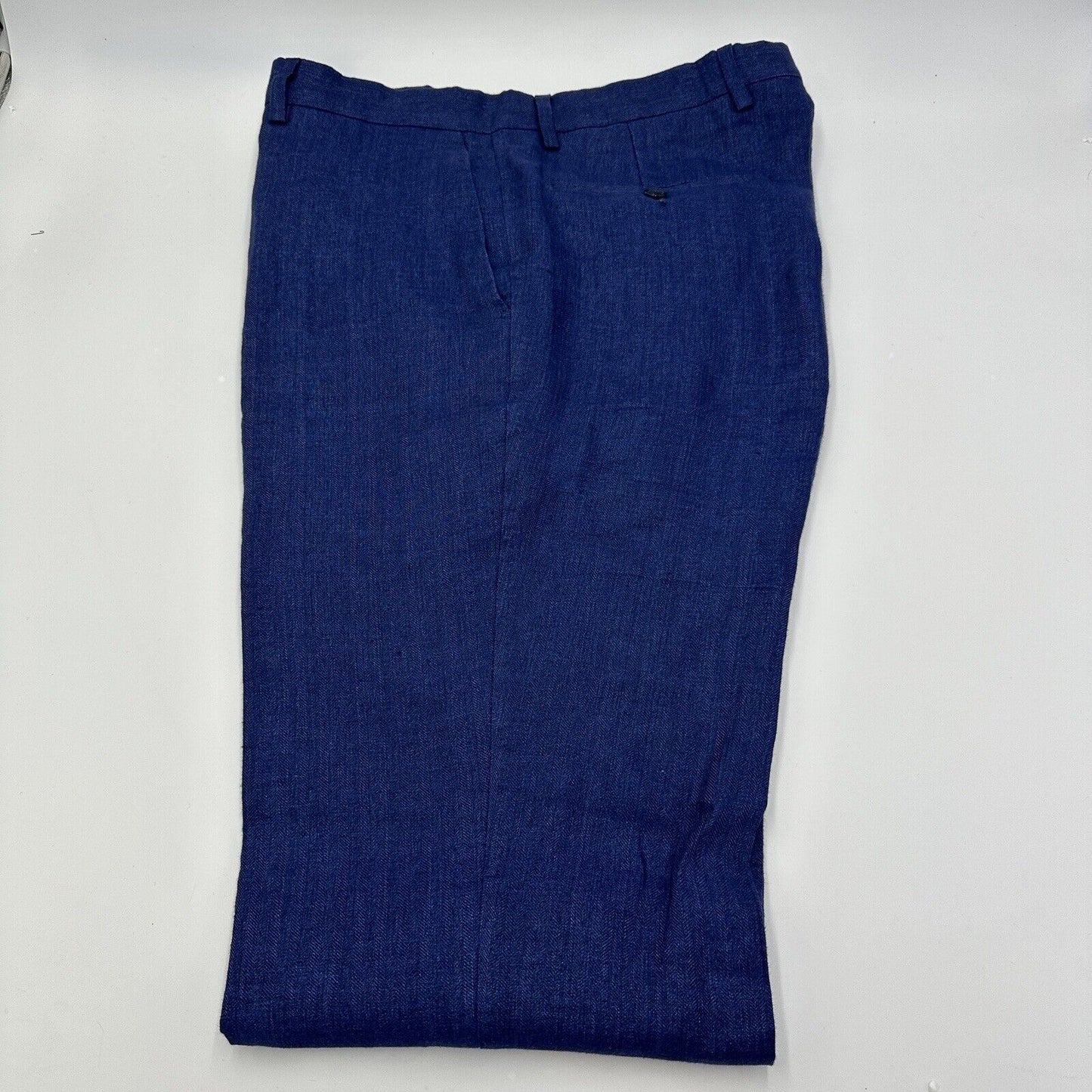 Angelico Men Shorts Size 34 Made In Italy Drop 6.45in Clothing Linen Blue Large