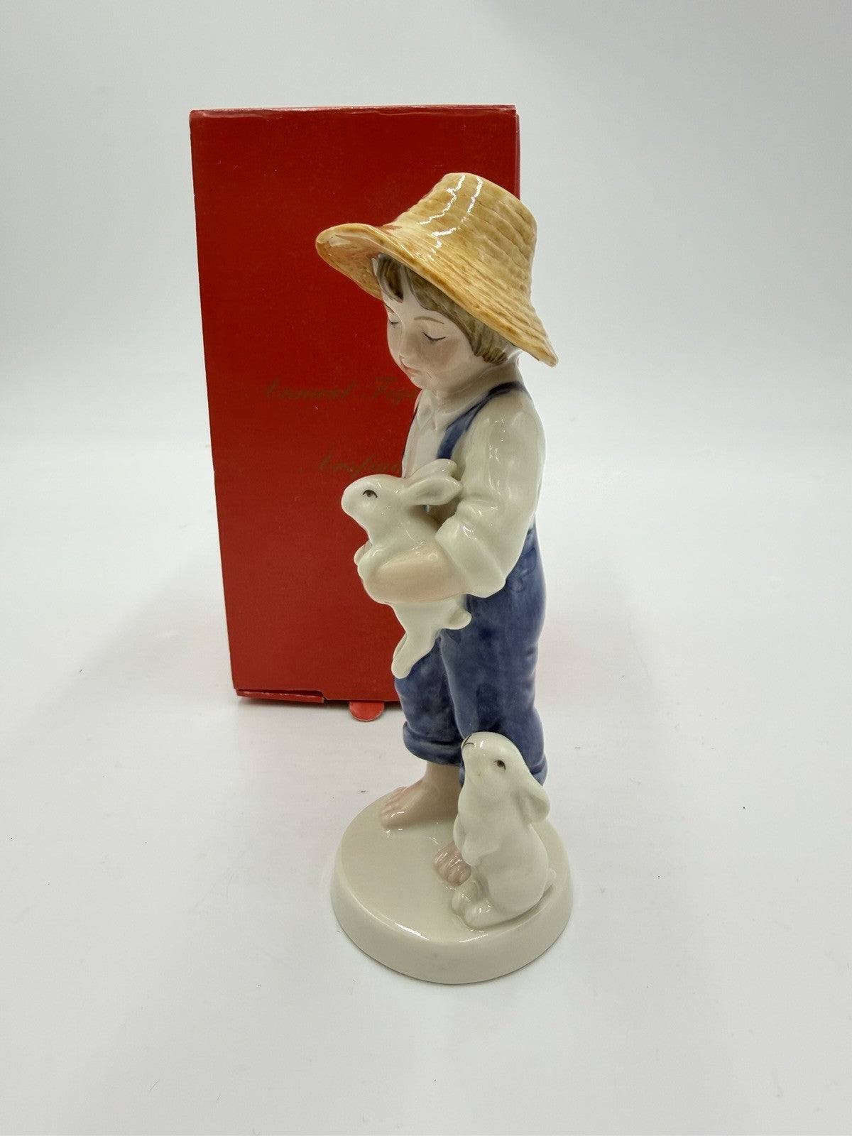 Bing & Grondahl Denmark Porcelain 2001 Boy Rabbits Yearly Figurine Hand Painted