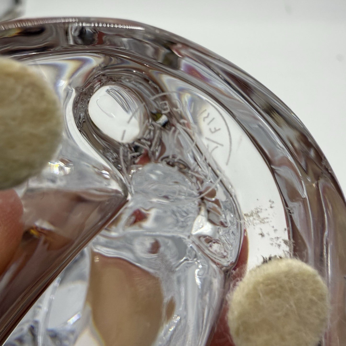 Baccarat France Crystal Tennis Player 9.5” Statue Figurine Clear Signed Vintage