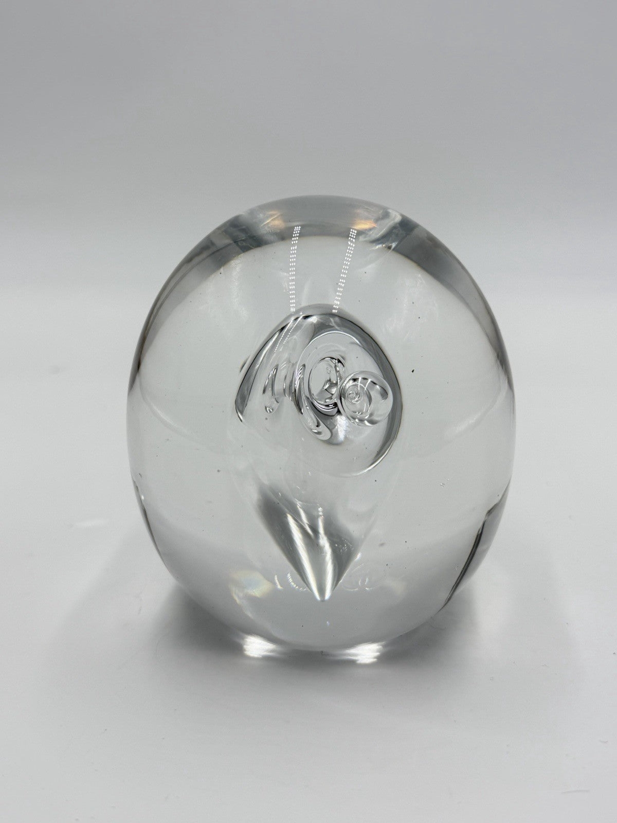 Vintage Åhus Ahus Sweden Art Glass Abstract 1993 Clear Paperweight 3.5in
