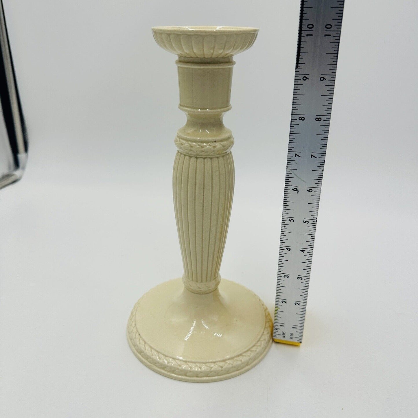 Wedgwood Candlesticks Etruria & Barlaston 10in Embossed Cream England Vintage