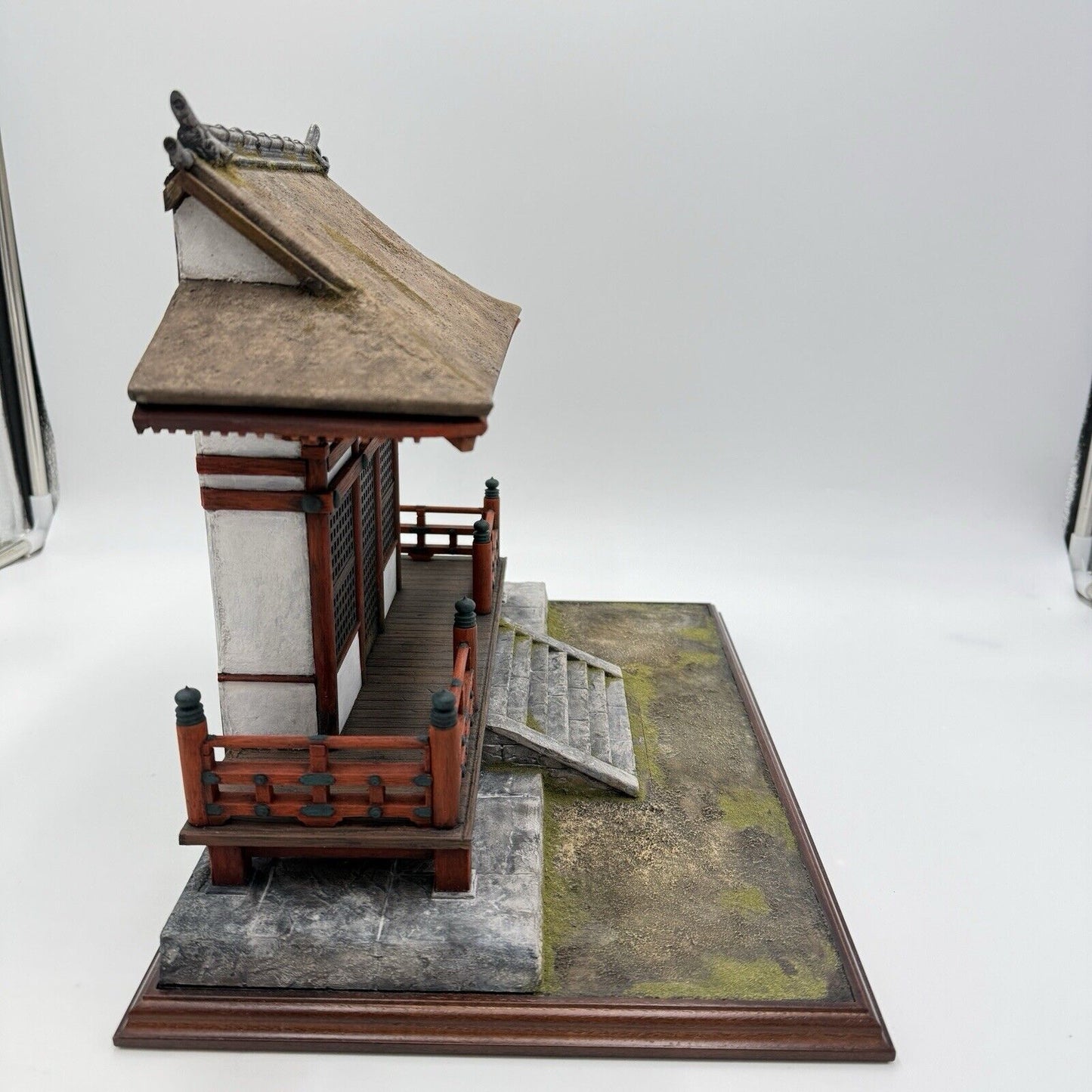 Chinese /Japanese model Temple shrine diorama hand made wooden base painted