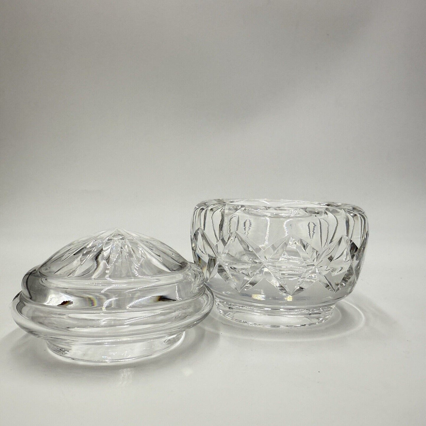 Waterford Crystal Round 4 Inch Heavy Dresser Powder Box Covered Jar Rare