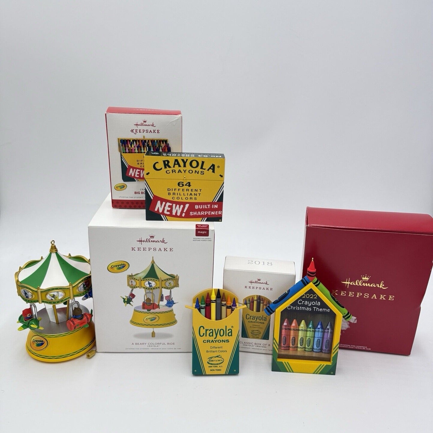 Hallmark Keepsake Crayola Crayons Christmas Ornaments Set 4 PCs 2013,2018,2022