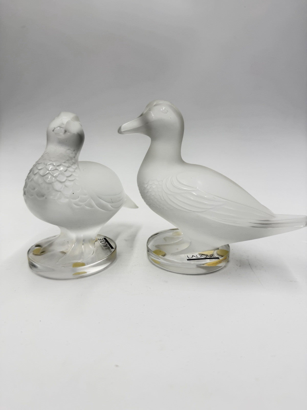 Lalique Paris France Crystal Duck Canard 2 Figurines 11657 & 11659 Vintage Pair