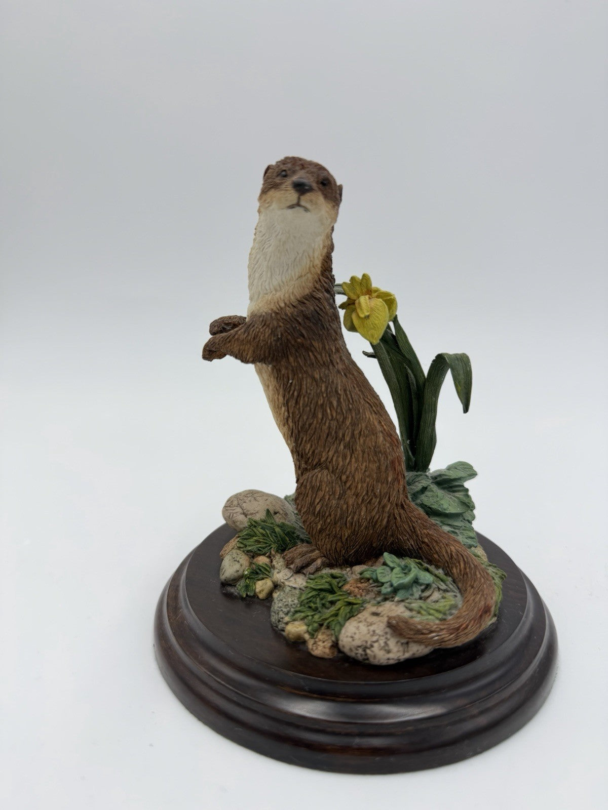 Royal Doulton Otter Figurine on Wooden Stand 1991 Signed K Sherwin England