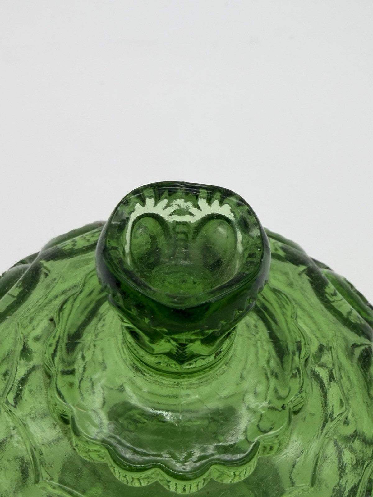 MCM LE Smith Art Glass Moon & Stars Lidded Compote / Candy Dish Green Emerald