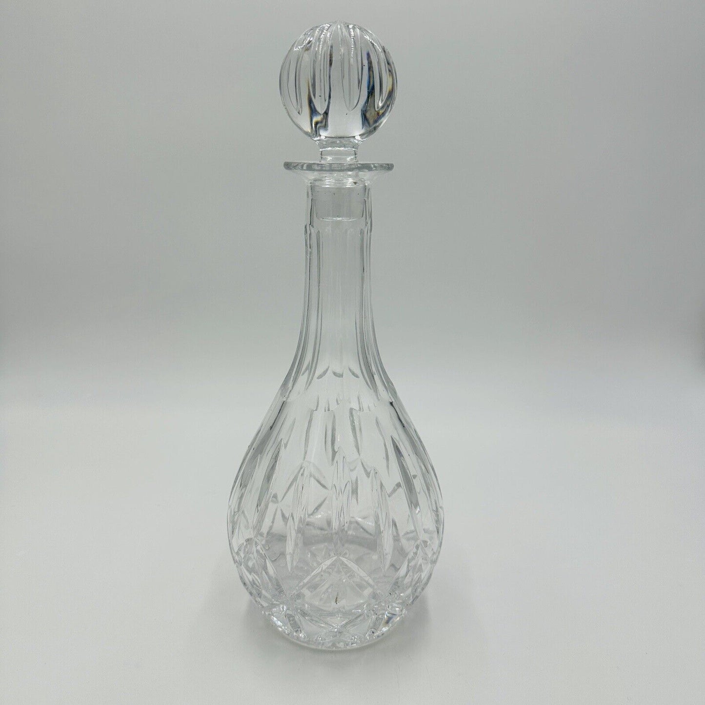 Block Decanter Crystal Hand Blown Cut Wine Olympic Stopper Poland 12in