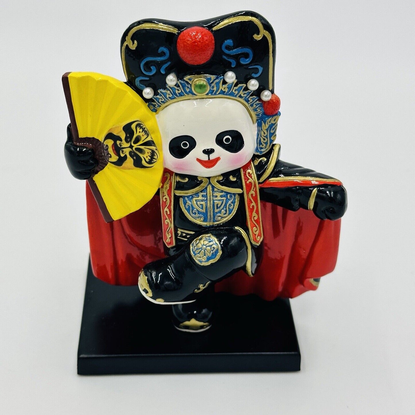 Chinese Complex Sichuan Dancing Panda Figurine Opera Ceramic Multicolor