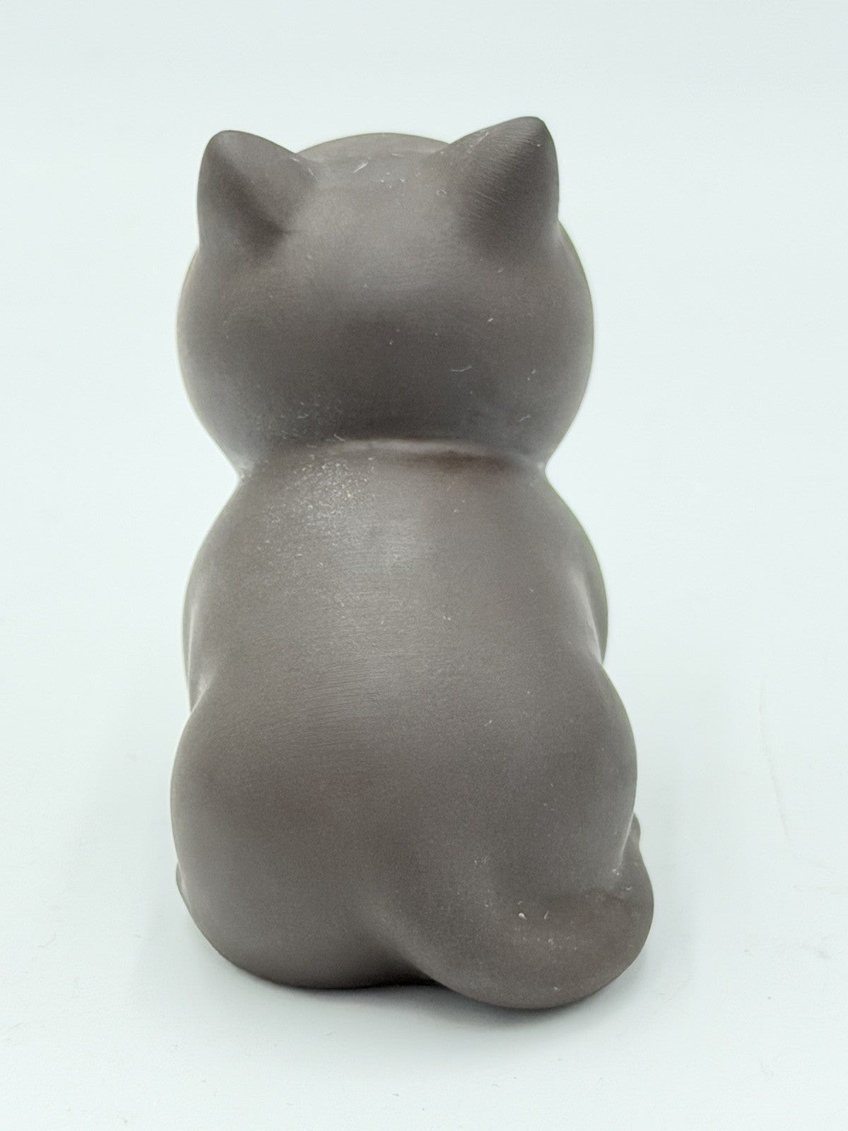 Chinese Art Pottery Kitty Cat Figurine Brown Hand Made Small