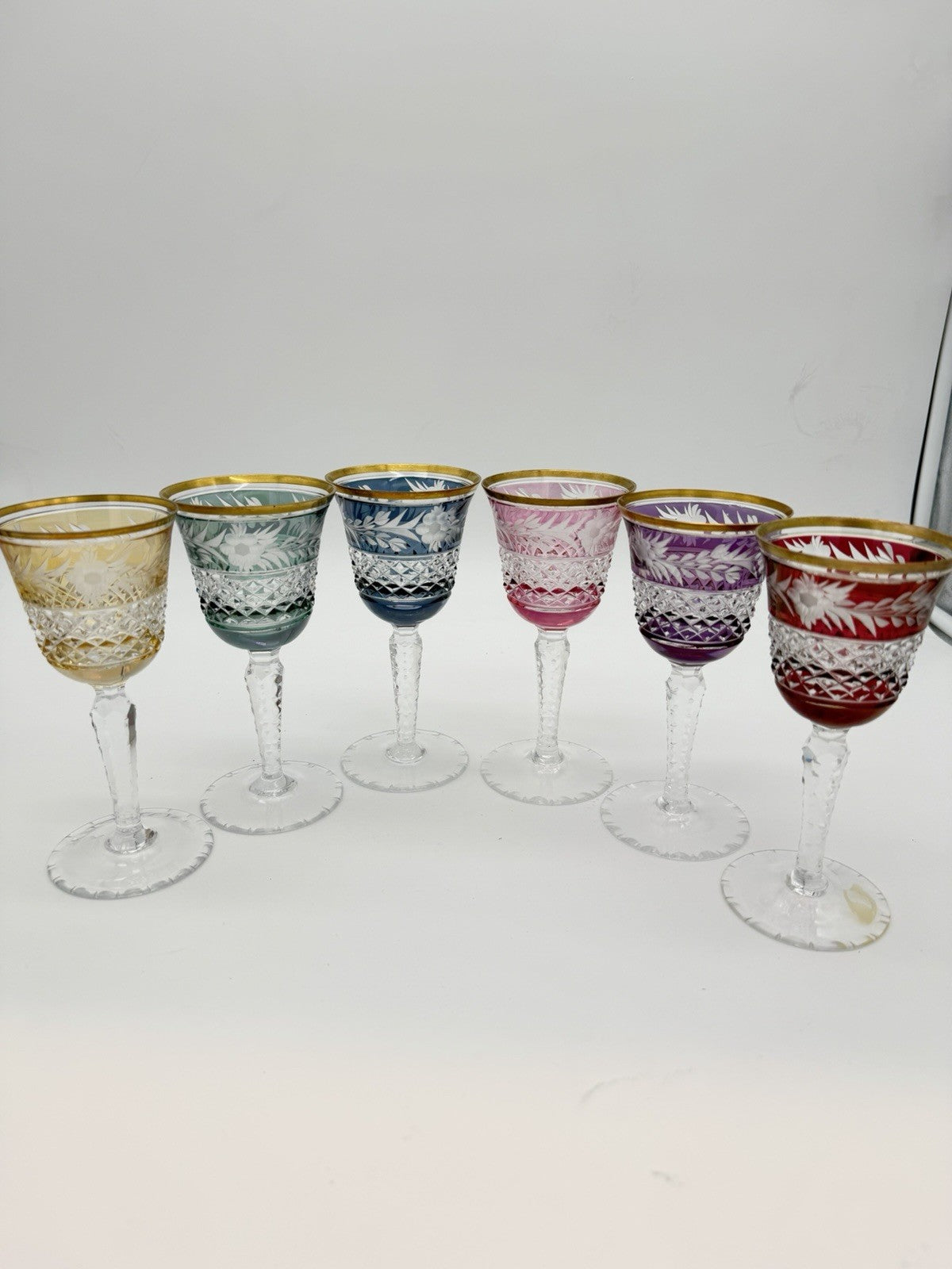 Ebeling & Reuss Marchioness 6”H Claret Wine Goblets Multicolor 6 PCs Crystal