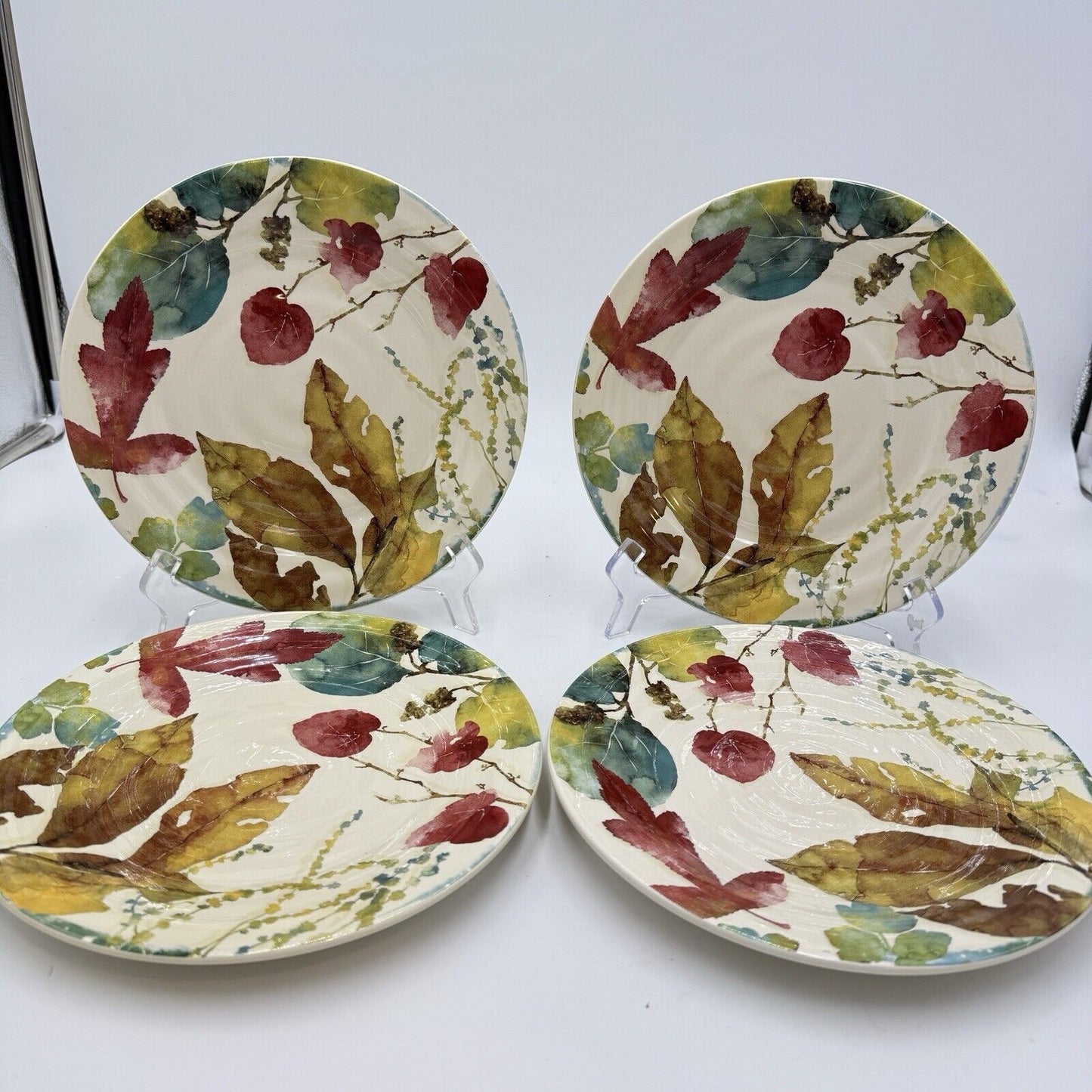 Pier 1 Imports Willow Ceramic Salad Plates Set 4 Pieces Autumn 9”