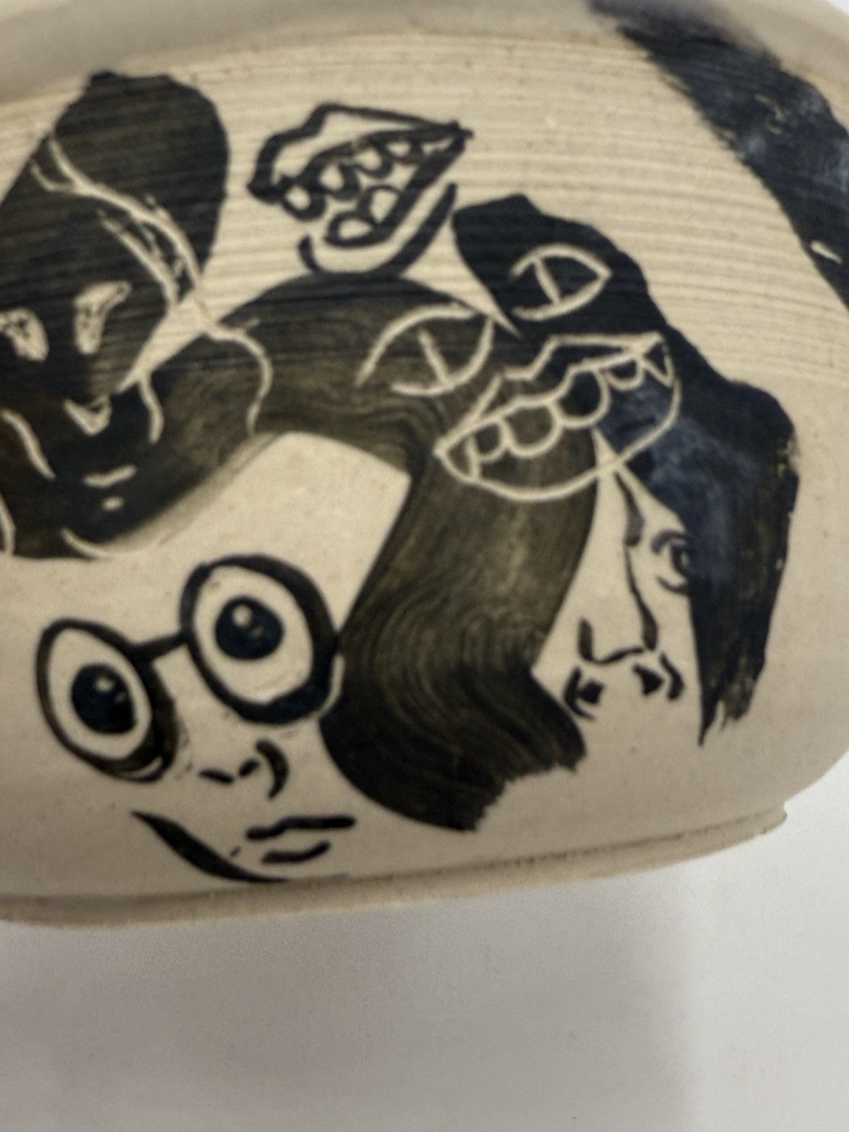 Rare Signed Studio Art Pottery Wretched Stench By B Clower Bowl Expressionist