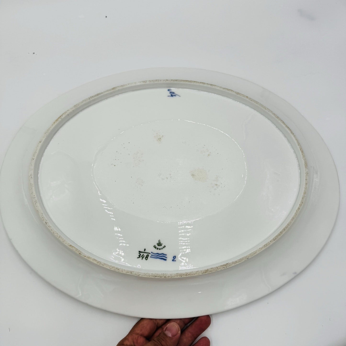 Antique Royal Copenhagen Blue Fluted Plain Large 18in Oval Platter #348 Rare