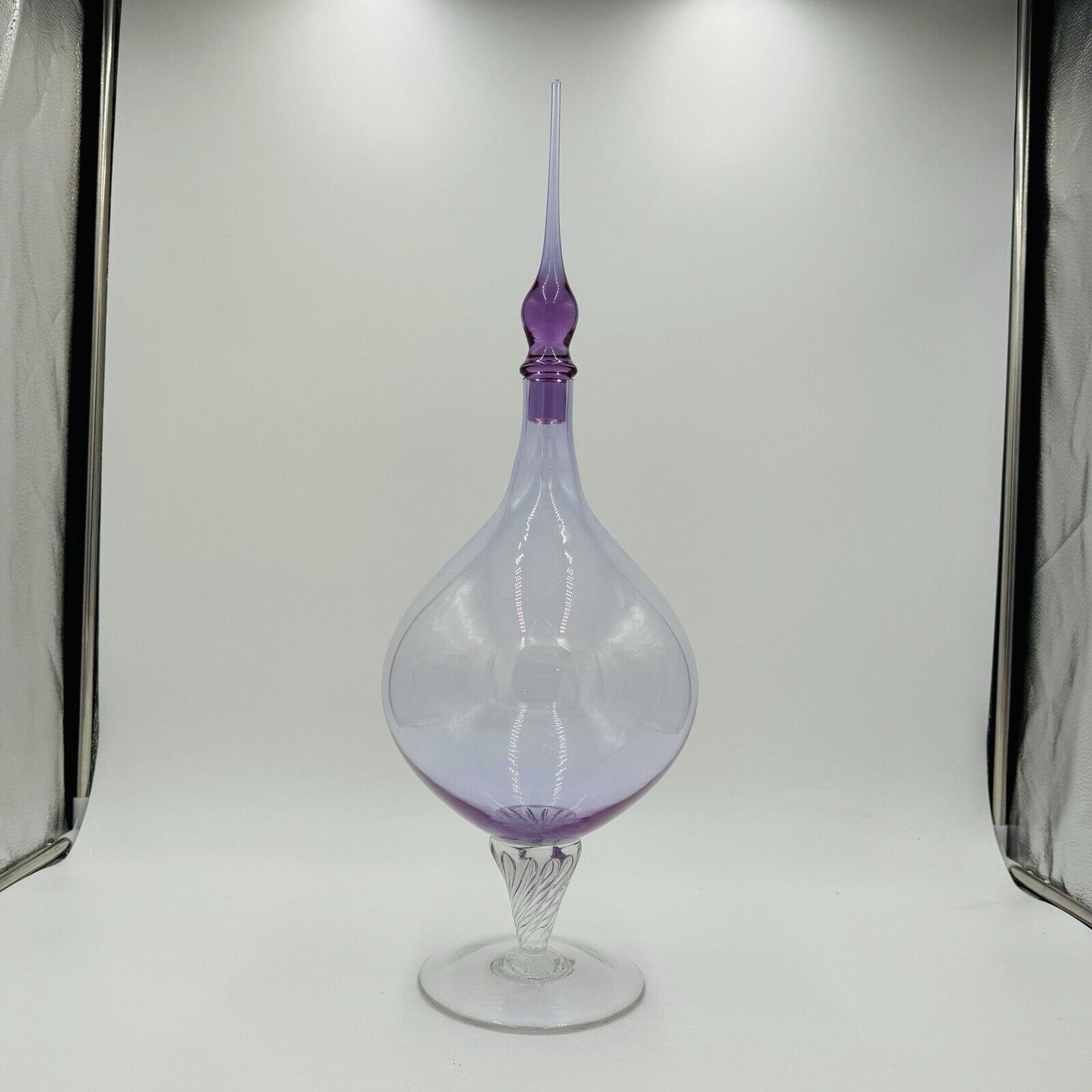 Global Views Art Glass Genie Bottle Purple Decanter Italy Julia Buckingham