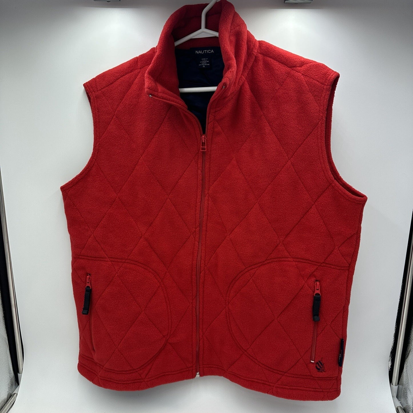 Nautica Nautech Women's Size S Vest Made in USA Regular Fit Fleece Red Quilted