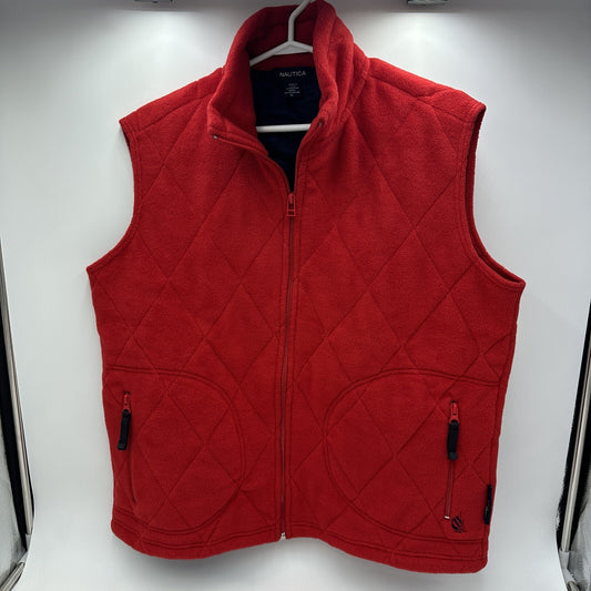 Nautica Nautech Women's Size S Vest Made in USA Regular Fit Fleece Red Quilted