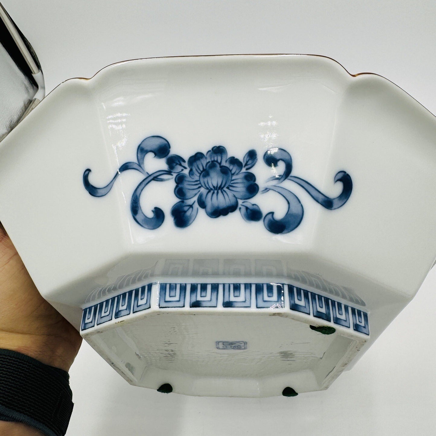 Japanese Serving Platter Victorian Antique Satsuma Dish Blue White