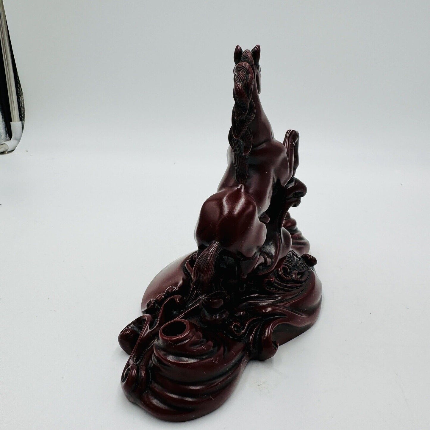 Chinese Red Resin Galloping Horse Pen Holders Desk Paperweight Vintage