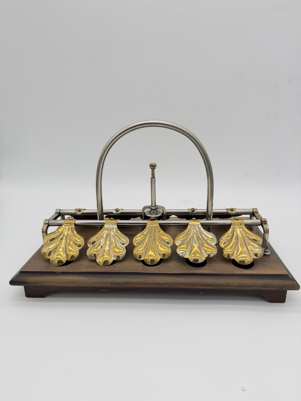 Antique English egg boiling rack & breakfast server Ginkgo Leaf Spring Clips