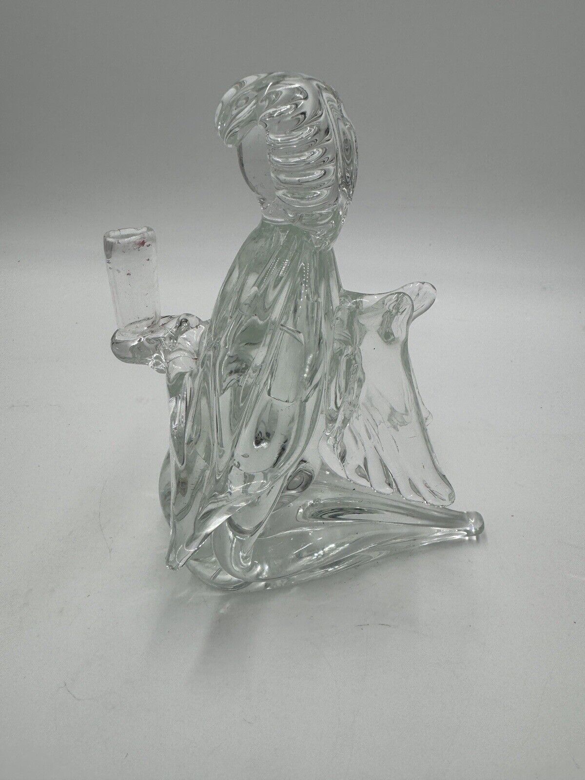 Vintage Ferro & Lazzarini Murano Glass Angel Candleholder Candlestick 6in Italy