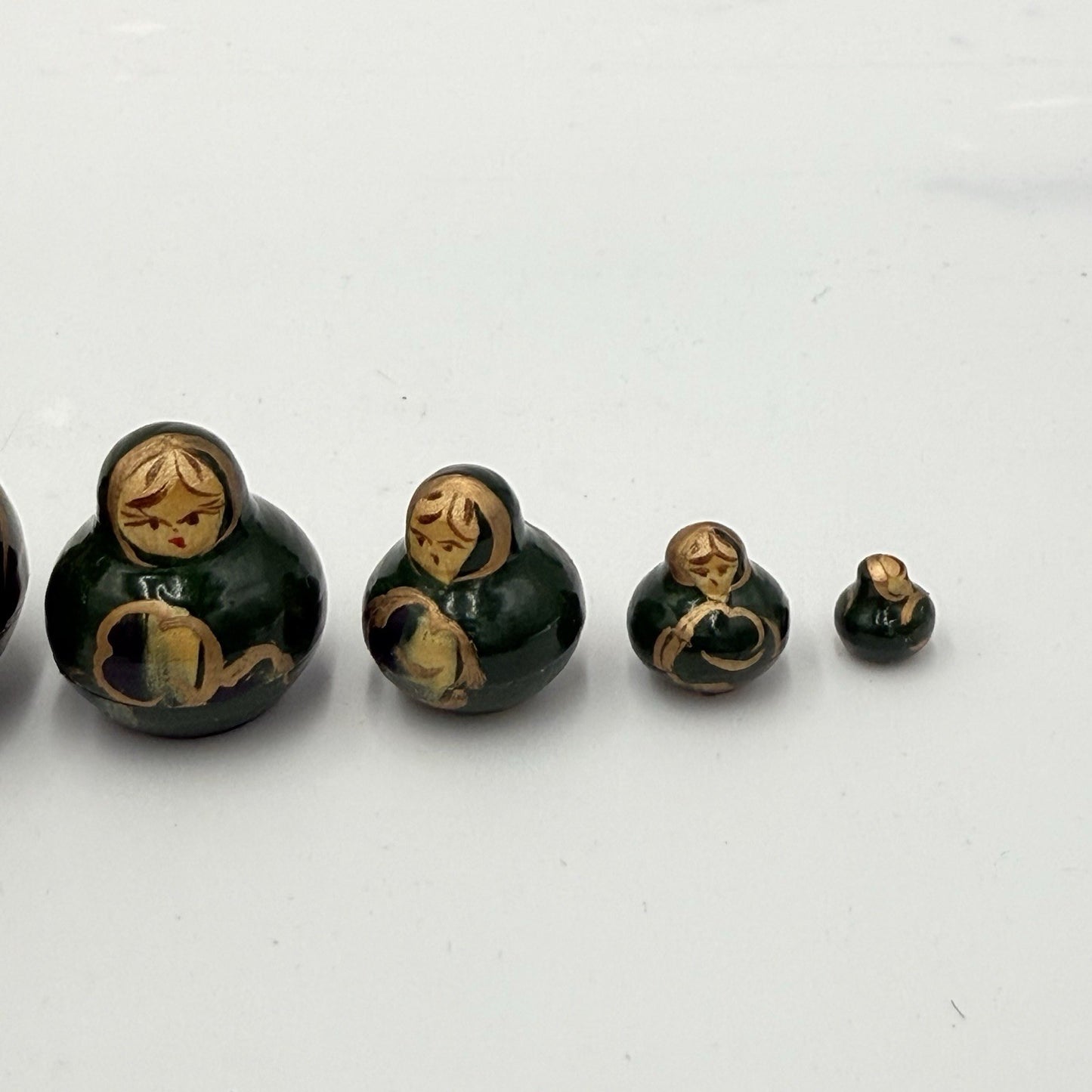 Russian Matryoshka Nesting Dolls Hand-Painted Set 10 PCs Green 5in