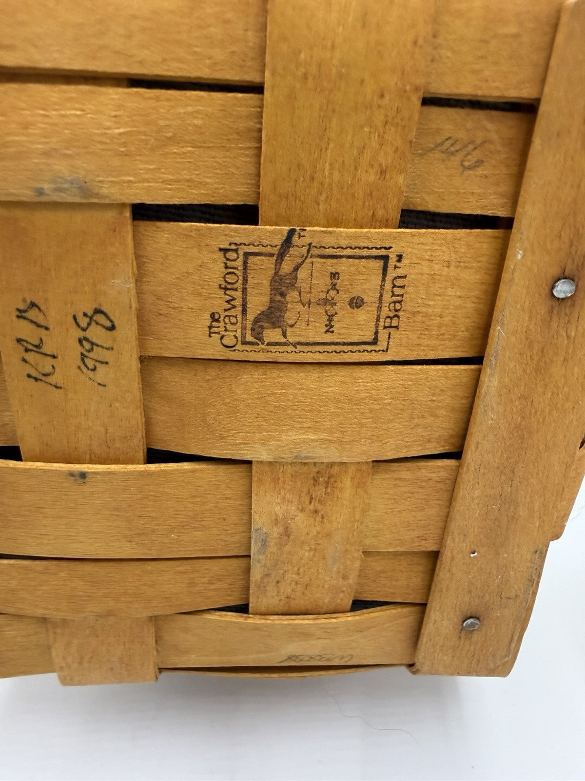 Longaberger Crawford Barn Raising Basket Tie-on Liner Protector Lid Vtg Horse