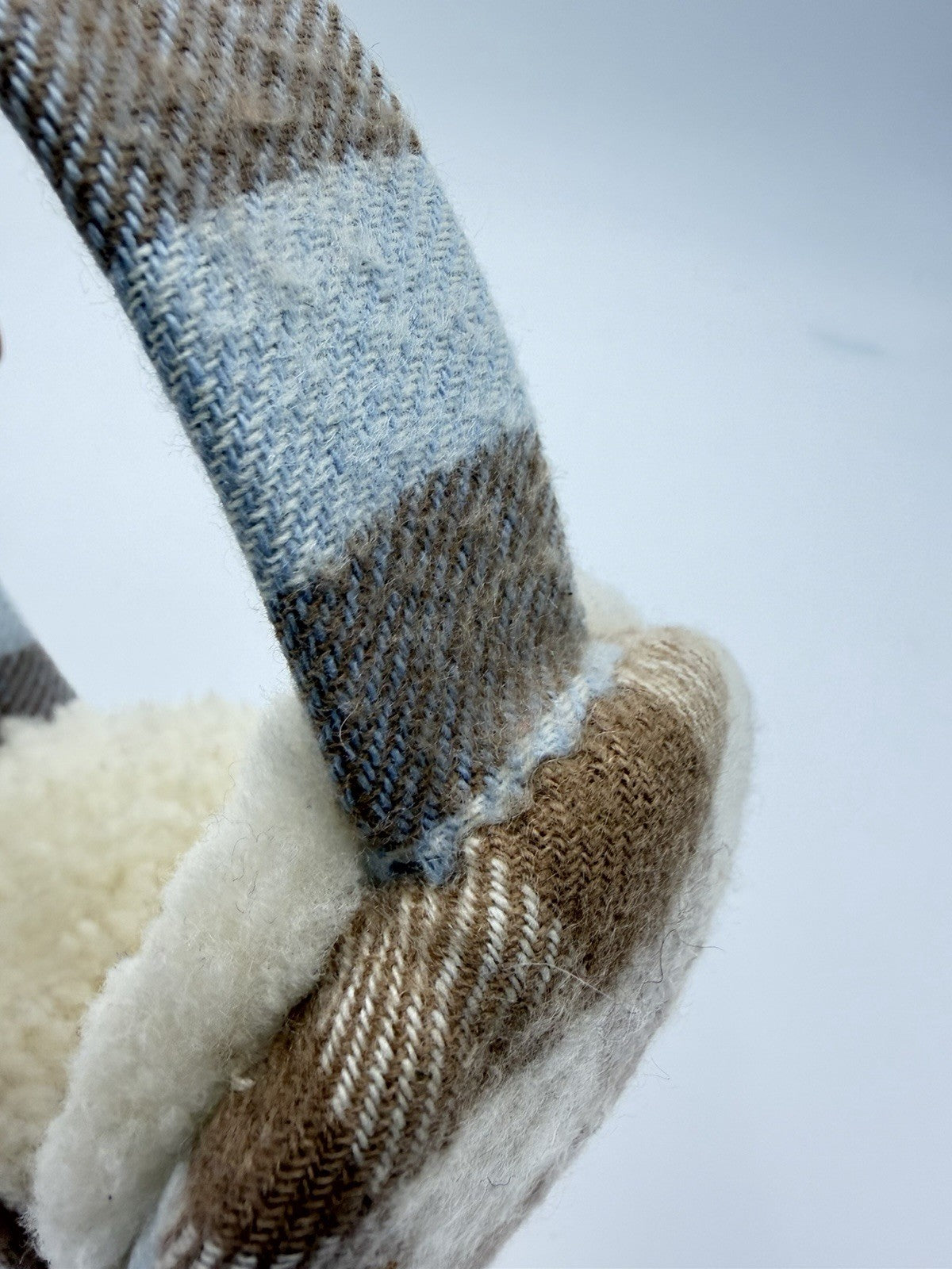 Burberry Earmuffs Cashmere Tan Classic Check Small Kids Light Blue London Englan