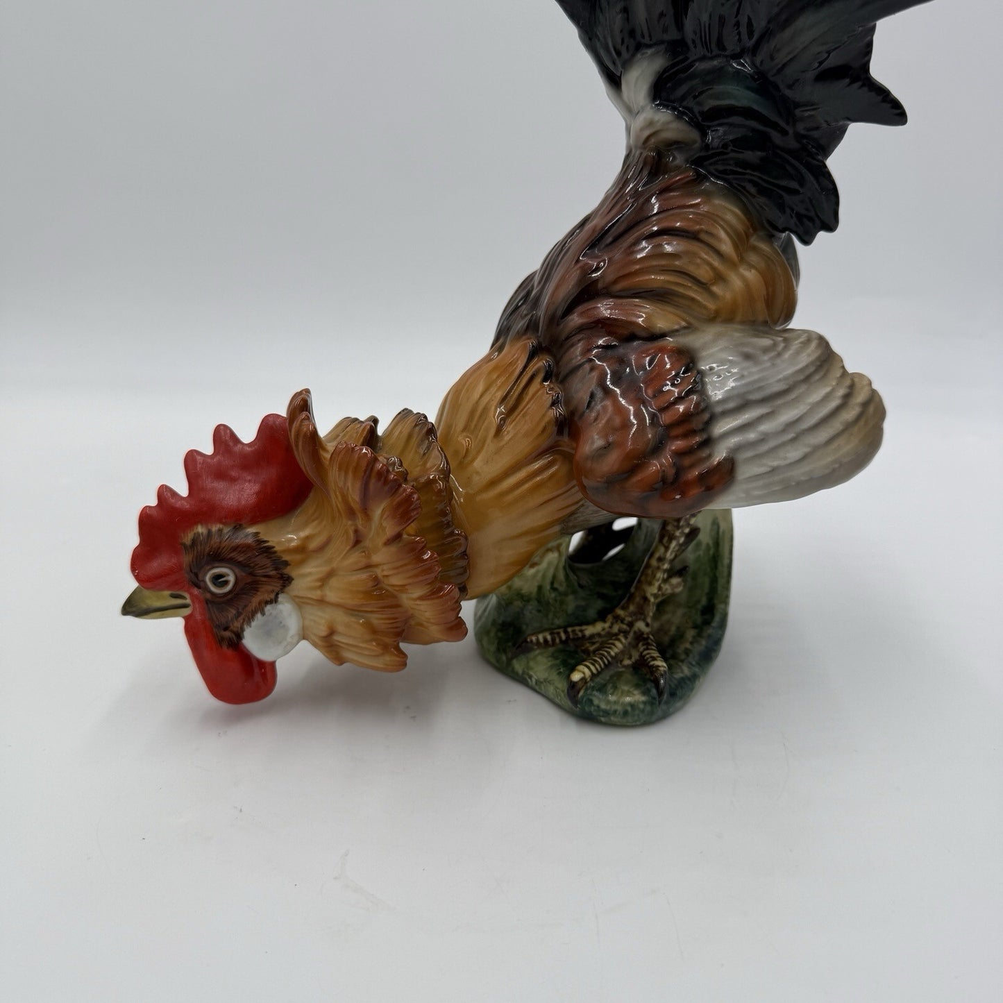 Large Algora Porcelain C.Martinu Hand Painted Rooster Figurine Spain Vintage 11"
