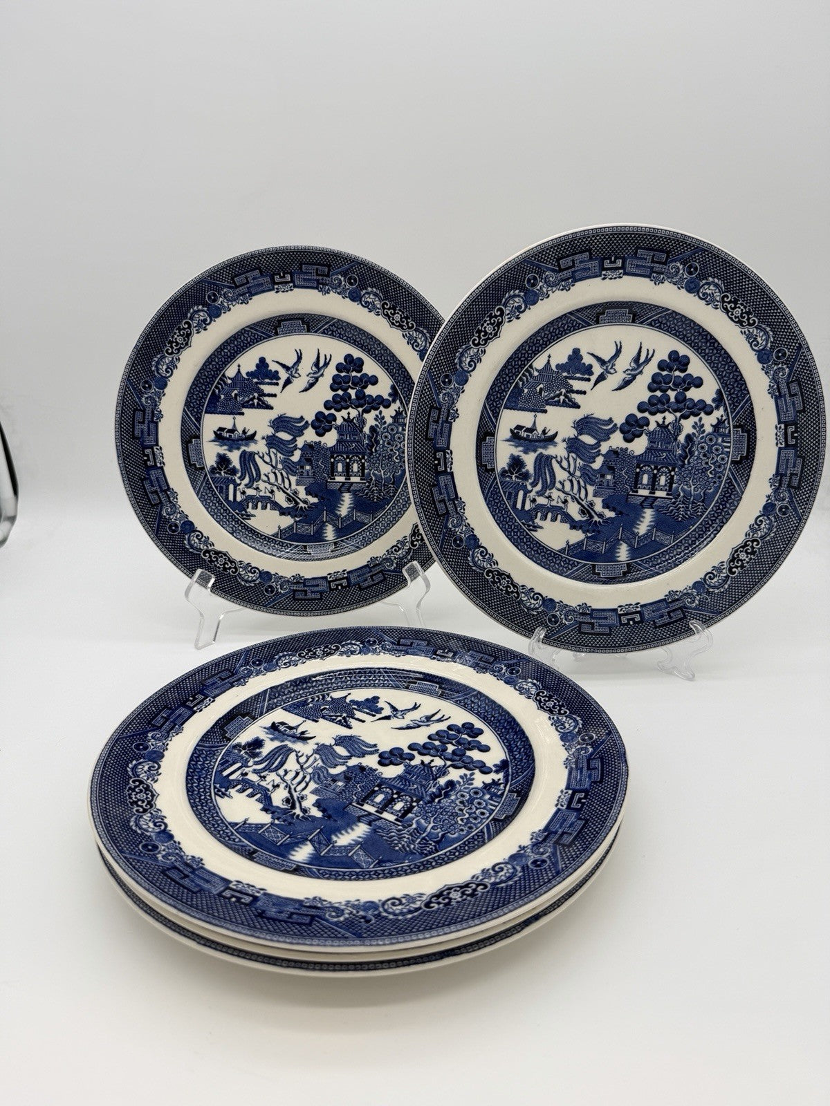Johnson Bros England Porcelain Blue Willow 10" Dinner Plate chinoiserie 5 PCs