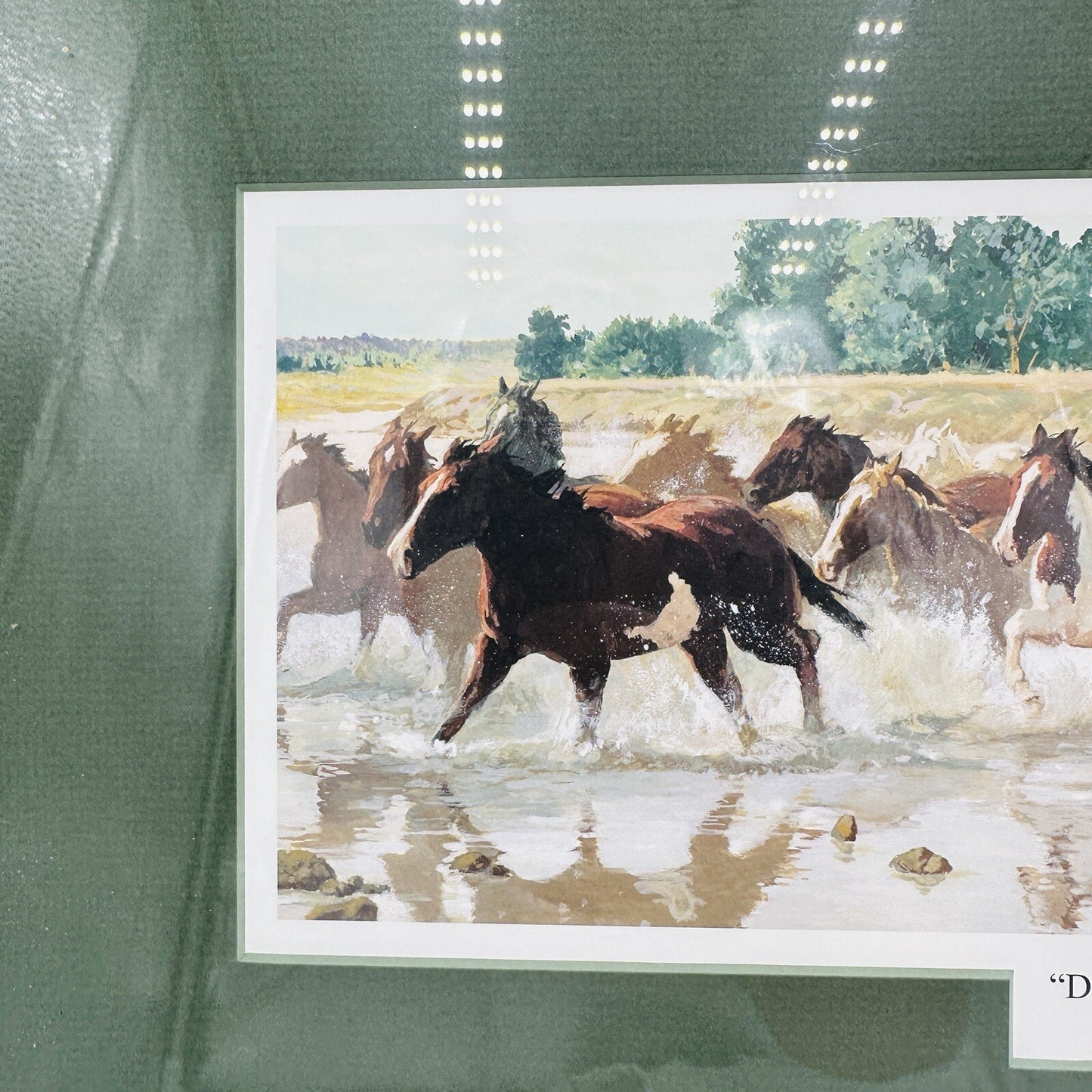 Mick B. Harrison Horses Print Frame Dash For The Cottonwoods Signed COA Wall Art