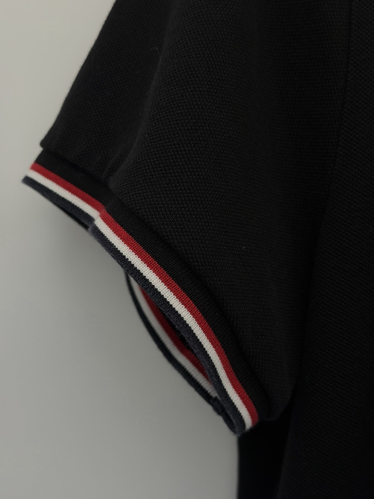 Moncler Men Black Slim Fit Polo Shirt Sz  L Fits M Cotton